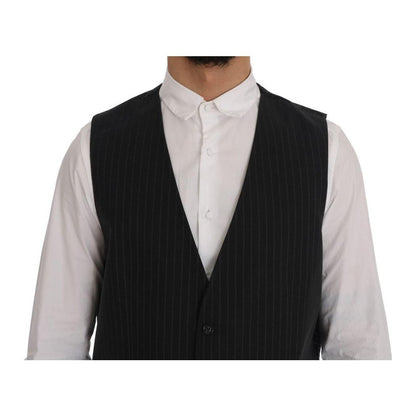 Dolce & Gabbana Gray STAFF Cotton Striped Vest