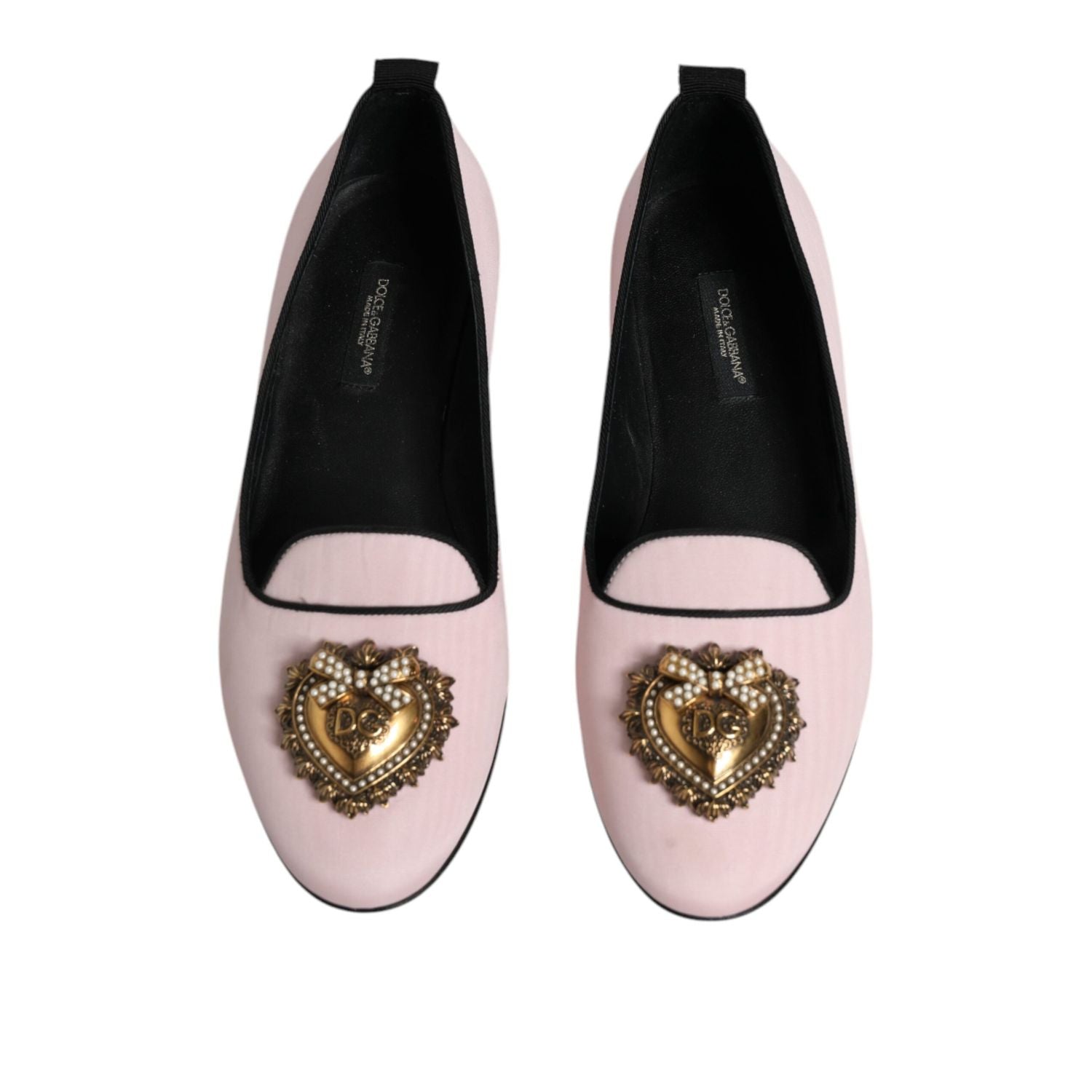 Dolce & Gabbana Light Pink Velvet Slip On Loafers Flats Shoes