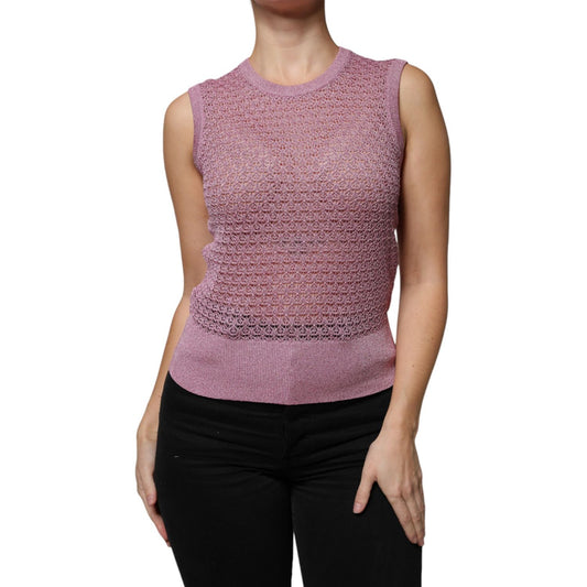 Dolce & Gabbana Pink Mesh See Through Sleeveless Tank Top