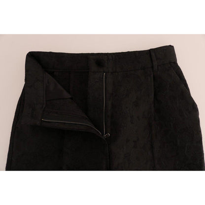 Dolce & Gabbana Black Floral Brocade Capri Pants