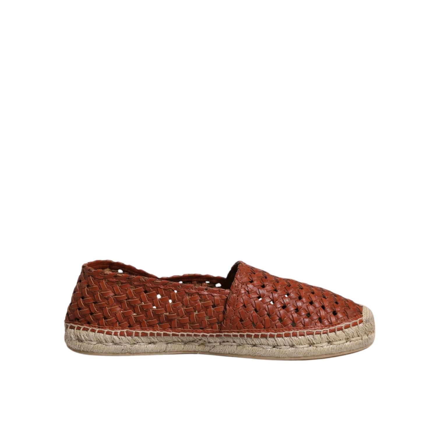 Dolce & Gabbana Maroon Woven Leather Men Espadrille Shoes