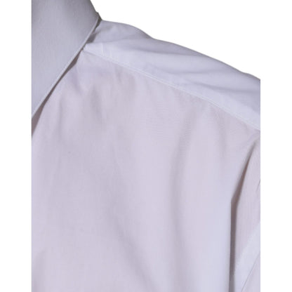 Dolce & Gabbana White Cotton Long Sleeve GOLD Dress Shirt