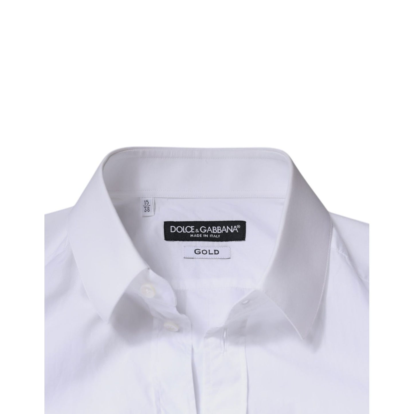 Dolce & Gabbana White Cotton Long Sleeve GOLD Dress Men Shirt