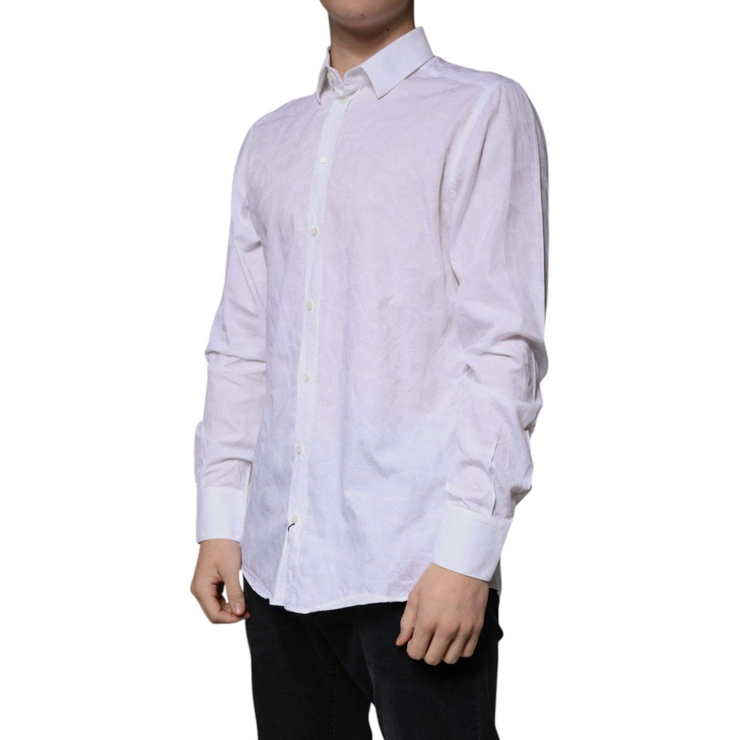 Dolce & Gabbana White Cotton Slim Fit Men MARTINI Dress Shirt