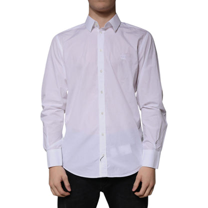 Dolce & Gabbana White Cotton Slim Fit MARTINI Men Dress Shirt