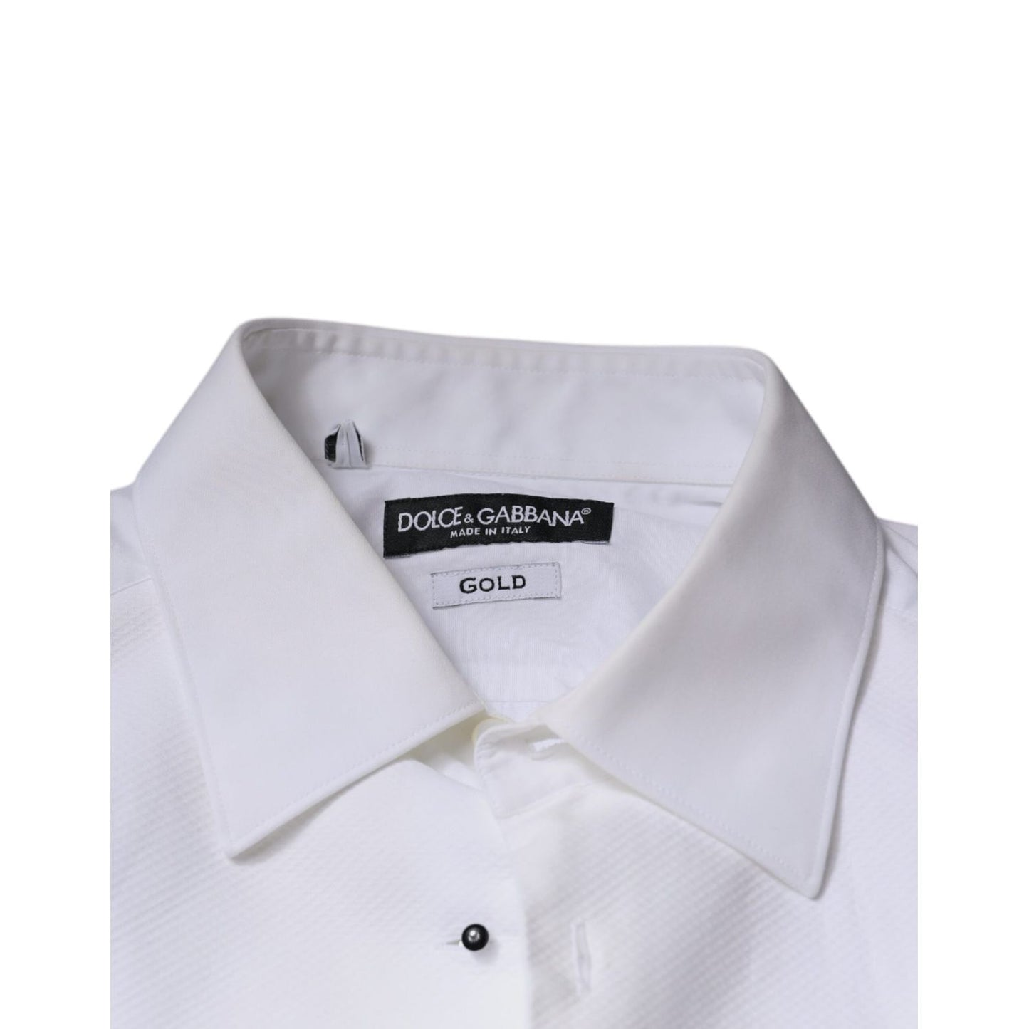 Dolce & Gabbana White Bib Cotton Poplin GOLD Men Formal Shirt