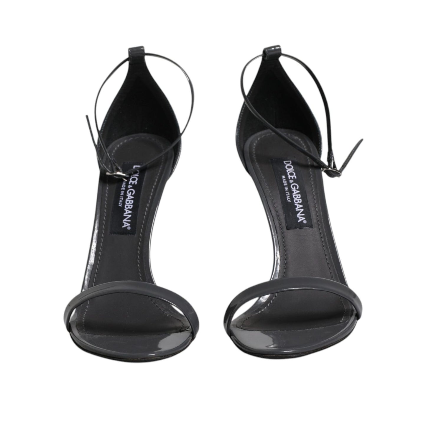 Dolce & Gabbana Grey Leather Ankle Strap Heel Sandals Shoes