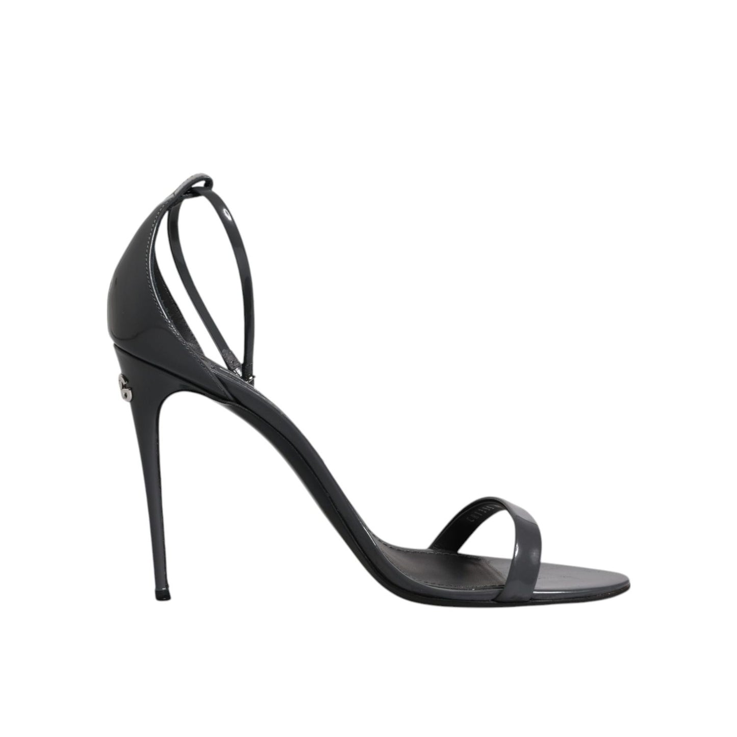 Dolce & Gabbana Grey Leather Ankle Strap Heel Sandals Shoes