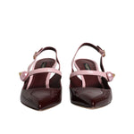Dolce & Gabbana Pink Maroon Leather Kitten Heels Slingbacks Shoes
