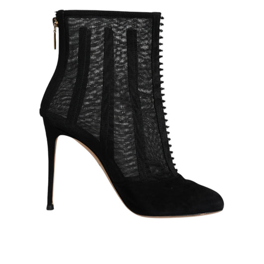 Dolce & Gabbana Black Mesh Stiletto Heels Ankle Boots Shoes