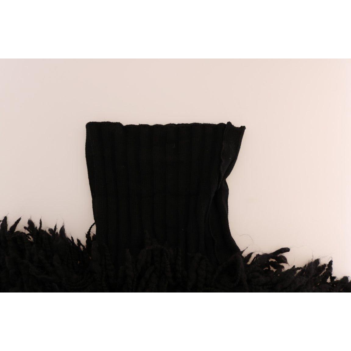 Dolce & Gabbana Black Fringes Wool Pullover Sweater