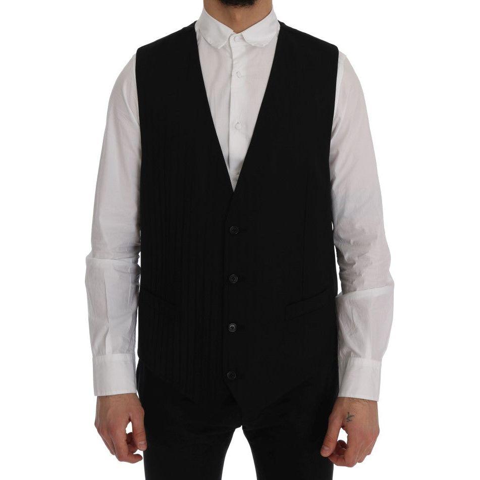 Dolce & Gabbana Black STAFF Wool Stretch Vest1728,3% Elastane,67345645728,Black,Clothing,Dolce & Gabbana,IT50 | L,Material: 97% Wool,Men,Men - Clothing,New with tags,Suits & Blazers - Clothing,Vests - Men - Clothing,Waistcoats - Suits & Blazers - Clothing