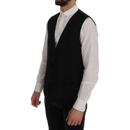 Dolce & Gabbana Black STAFF Wool Stretch Vest1728,3% Elastane,67345645728,Black,Clothing,Dolce & Gabbana,IT50 | L,Material: 97% Wool,Men,Men - Clothing,New with tags,Suits & Blazers - Clothing,Vests - Men - Clothing,Waistcoats - Suits & Blazers - Clothing