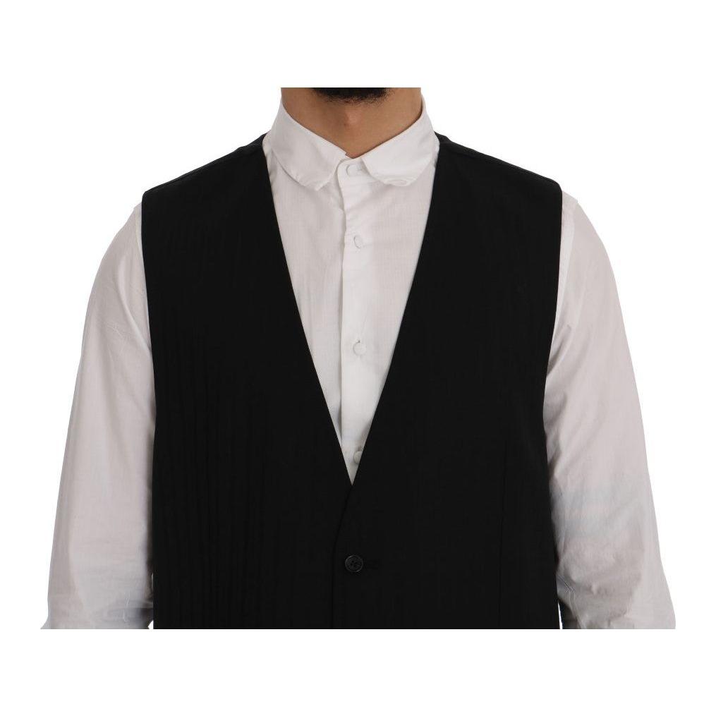 Dolce & Gabbana Black STAFF Wool Stretch Vest1728,3% Elastane,67345645728,Black,Clothing,Dolce & Gabbana,IT50 | L,Material: 97% Wool,Men,Men - Clothing,New with tags,Suits & Blazers - Clothing,Vests - Men - Clothing,Waistcoats - Suits & Blazers - Clothing