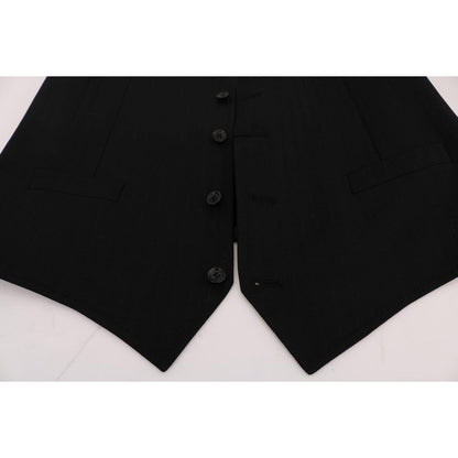 Dolce & Gabbana Black STAFF Wool Stretch Vest1728,3% Elastane,67345645728,Black,Clothing,Dolce & Gabbana,IT50 | L,Material: 97% Wool,Men,Men - Clothing,New with tags,Suits & Blazers - Clothing,Vests - Men - Clothing,Waistcoats - Suits & Blazers - Clothing