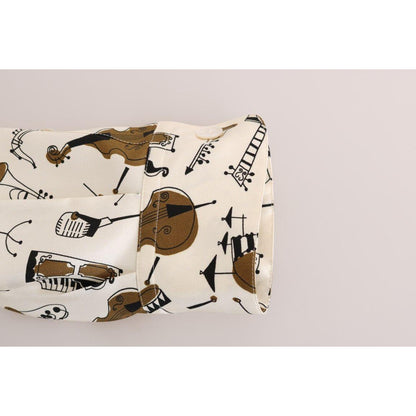 Dolce & Gabbana White Silk JAZZ Motive Print Shirt