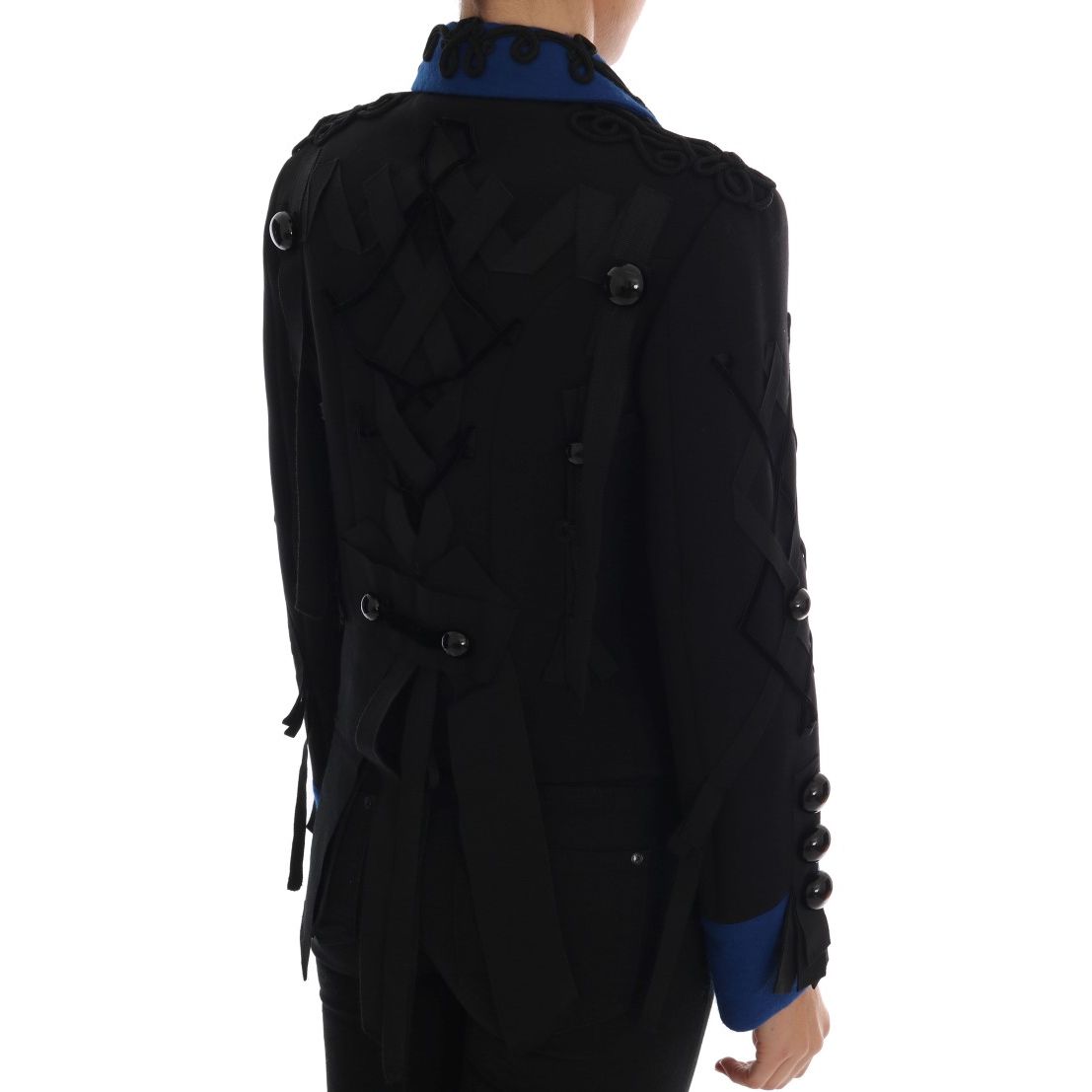 Dolce & Gabbana Black Wool Trench Jacket 1728,2% Elastane,23% Nylon,67345645728,Black,Clothing,Coats - Jackets & Coats - Clothing,Dolce & Gabbana,IT40|S,Jackets & Coats - Clothing,Jackets & Coats - Women - Clothing,Material: 75% Wool,New with tags,Trench