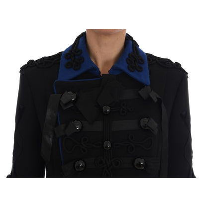 Dolce & Gabbana Black Wool Trench Jacket 1728,2% Elastane,23% Nylon,67345645728,Black,Clothing,Coats - Jackets & Coats - Clothing,Dolce & Gabbana,IT40|S,Jackets & Coats - Clothing,Jackets & Coats - Women - Clothing,Material: 75% Wool,New with tags,Trench