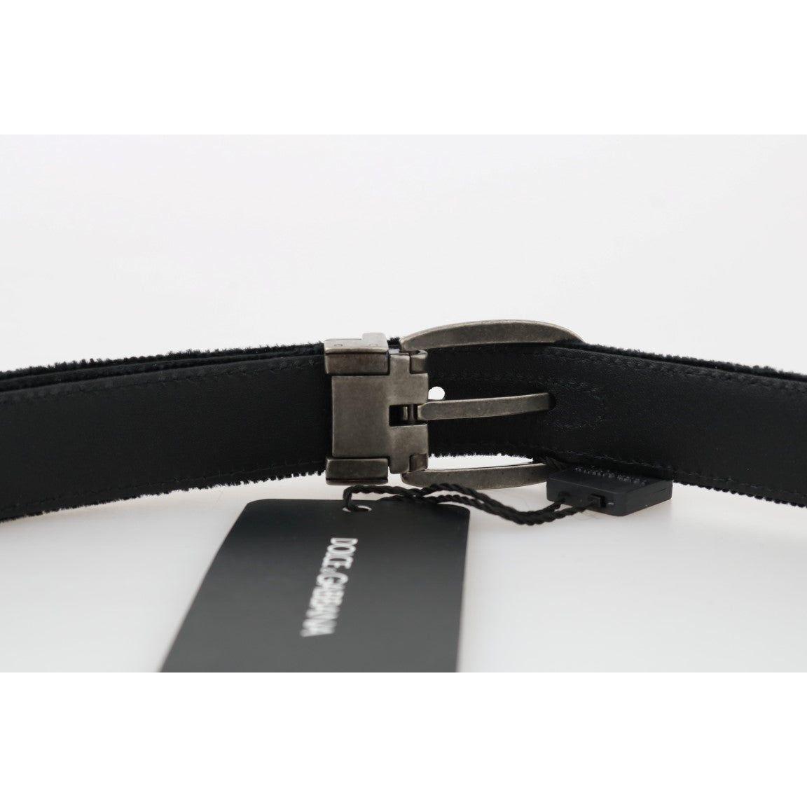 Dolce & Gabbana Black Cotton Royal Bee Embroidery Belt