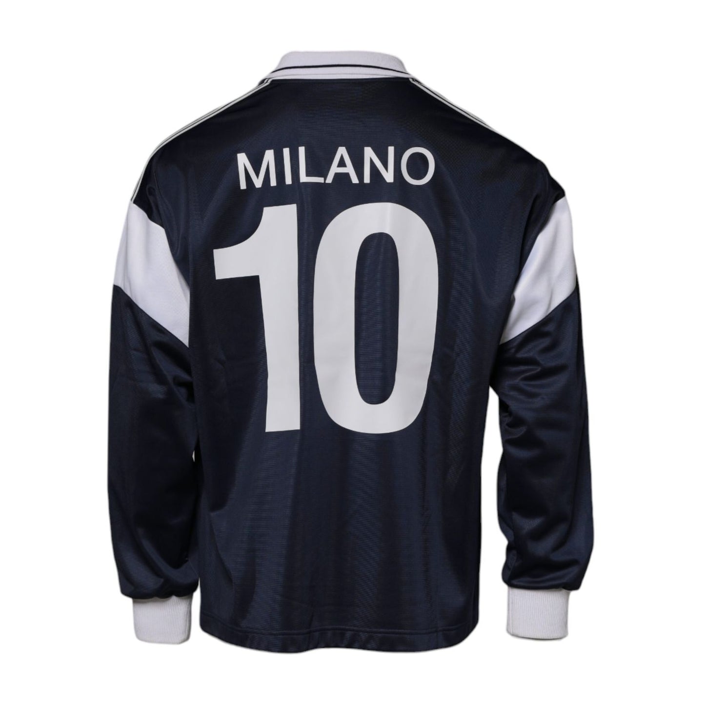 Dolce & Gabbana Blue Logo Jersey Collared Pullover Sweater