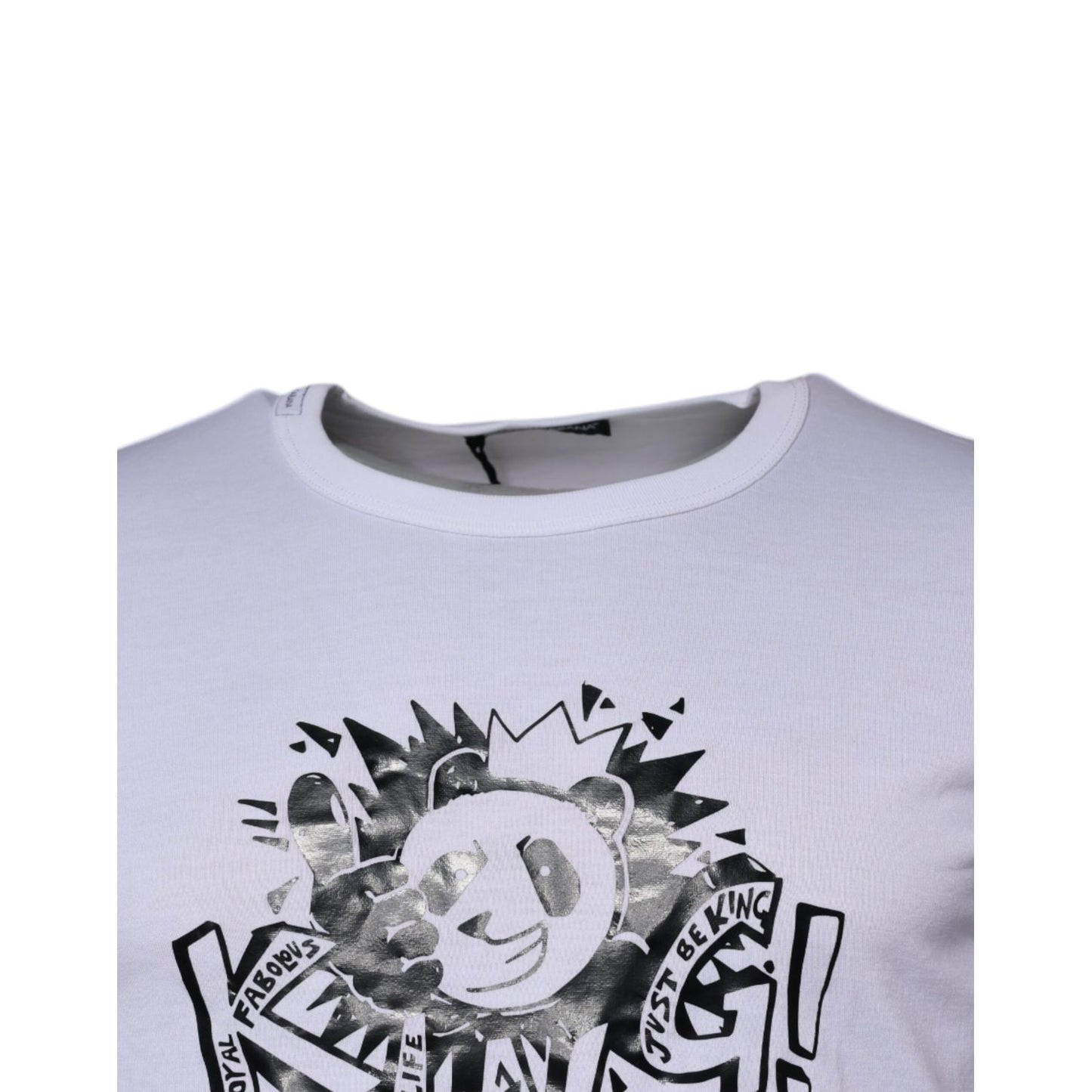 Dolce & Gabbana White Panda King Cotton Crew Neck T-shirt