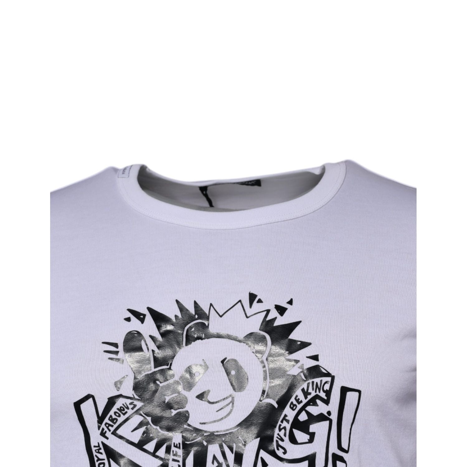 Dolce & Gabbana White Panda King Cotton Crew Neck T-shirt