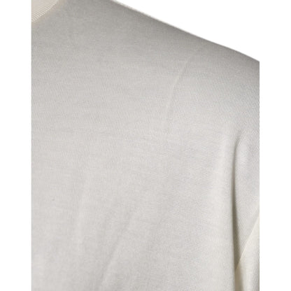 Dolce & Gabbana Off White Silk CrewNeck Short Sleeve T-shirt