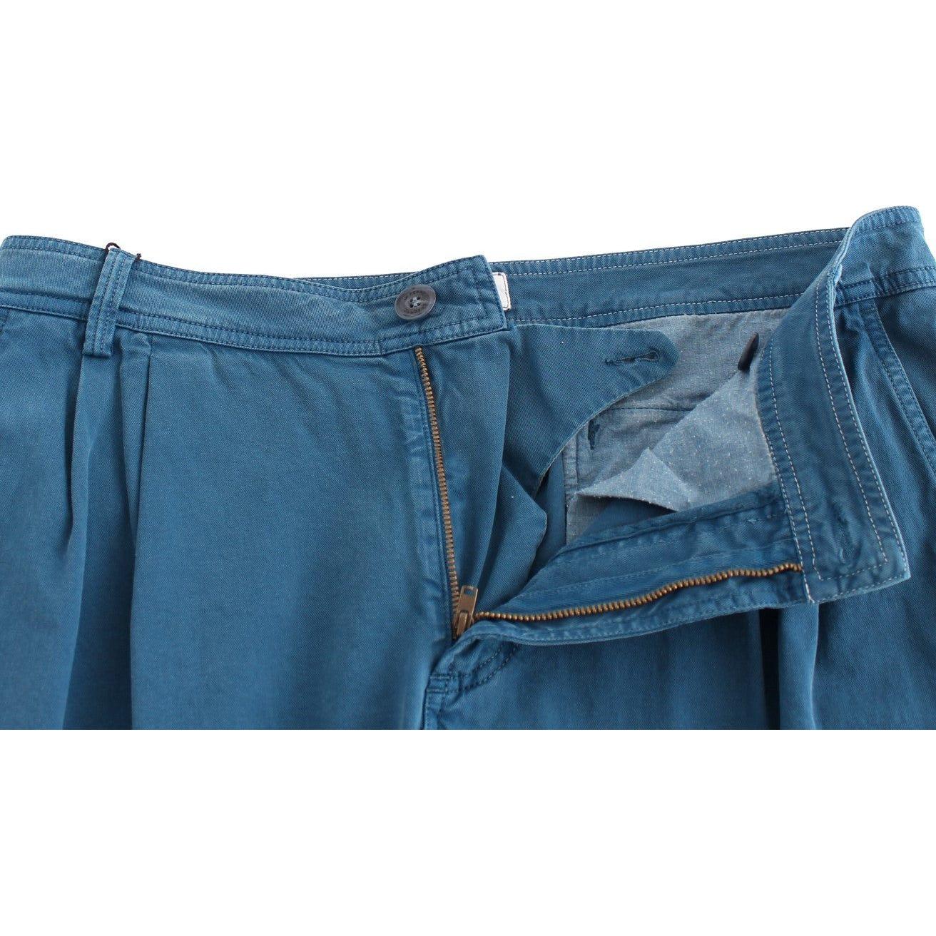 GF Ferre Blue Cotton Straight Fit Chinos