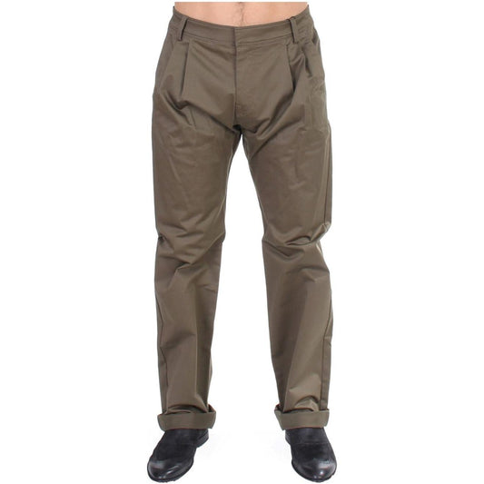 GF Ferre Green Cotton Stretch Comfort Fit Pants