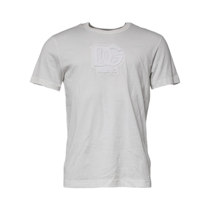 Dolce & Gabbana White DG Logo Cotton Crew Neck T-shirt
