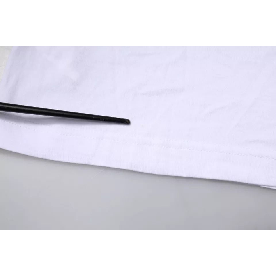 Dolce & Gabbana White Cotton Logo Crew Neck Short Sleeves T-shirt