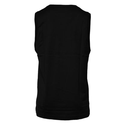 Dolce & Gabbana Black Cotton Round Neck Sleeveless T-shirt