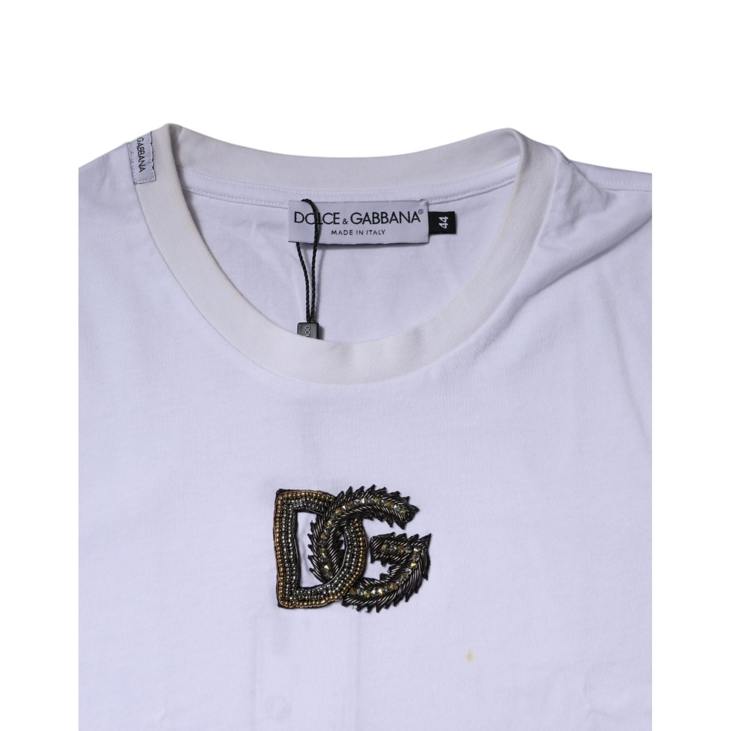 Dolce & Gabbana White DG Logo Cotton Crew Neck T-shirt