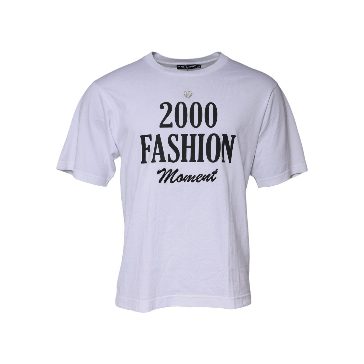 Dolce & Gabbana White Graphic Print Cotton Crew Neck T-shirt