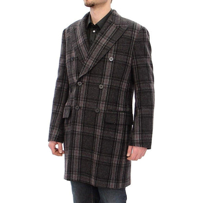 Dolce & Gabbana Gray Double Breasted Coat Jacket