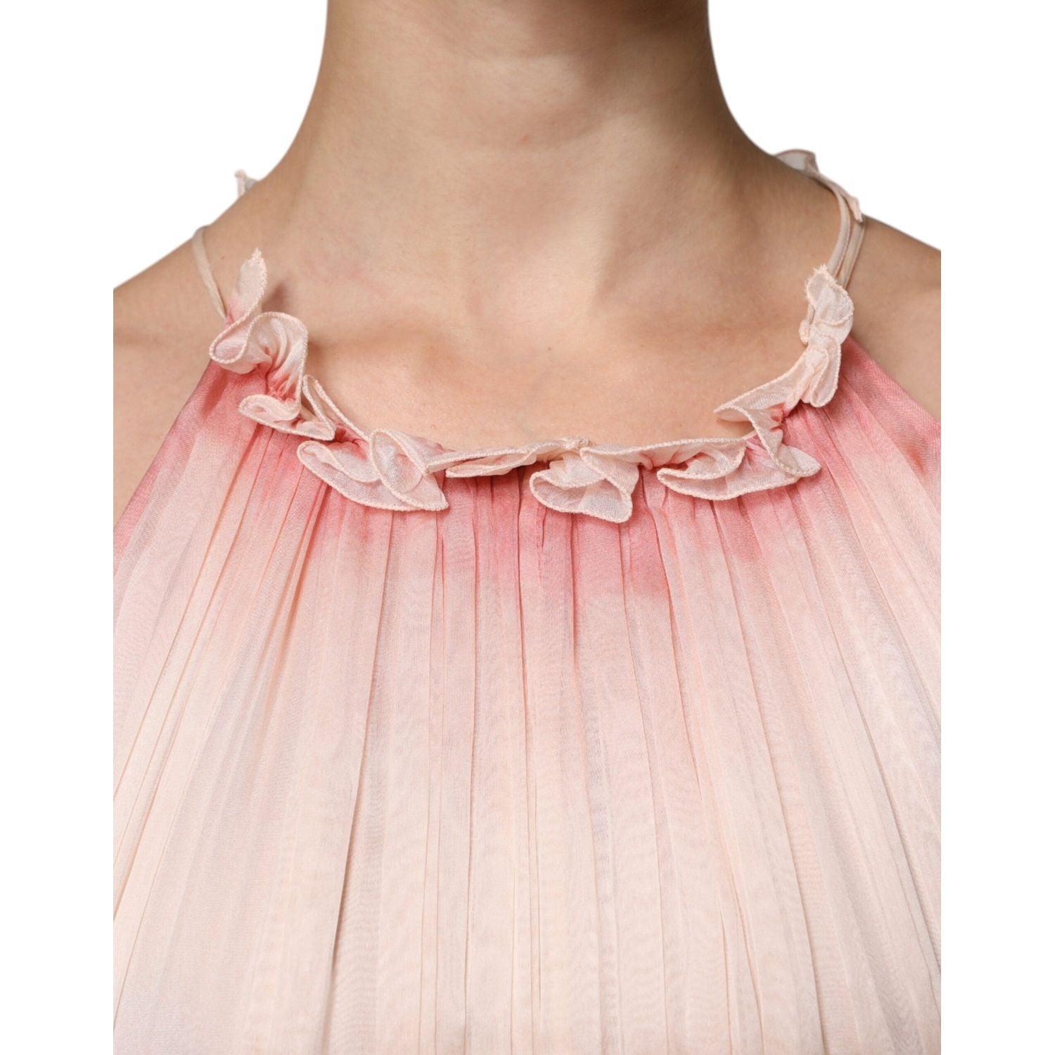 Alberta Ferretti Pink Sleeveless Pleated A-line Maxi Dress