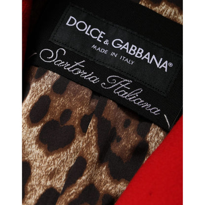 Dolce & Gabbana Red Jacquard Wool Women Trenchcoat Jacket