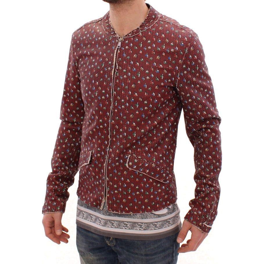 Dolce & Gabbana Bordeaux Leather Boxer Print Jacket Coat
