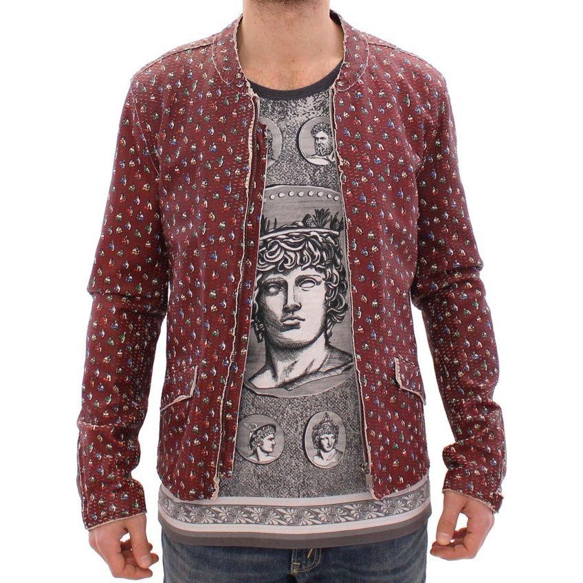 Dolce & Gabbana Bordeaux Leather Boxer Print Jacket Coat1728,67345645728,Bordeaux,Clothing,Dolce & Gabbana,IT48 | M,Jackets & Coats - Clothing,Jackets - Men - Clothing,Leather Jackets - Jackets & Coats - Clothing,Material: 100% Leather Lambskin,Men,Men -