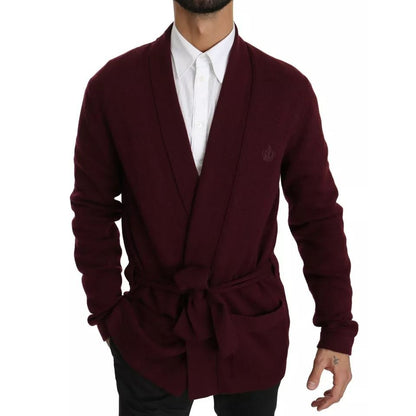 Dolce & Gabbana Bordeaux Cashmere Crown Cardigan Sweater