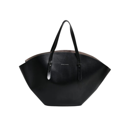Brunello Cucinelli Black Leather Logo Shoulder Strap Shopping Tote Bag Brunello Cucinelli