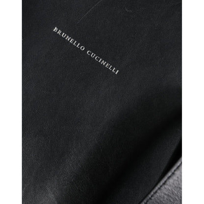 Brunello Cucinelli Black Leather Logo Shoulder Strap Shopping Tote Bag Brunello Cucinelli