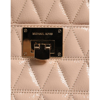 Michael Kors Peach Quilted Leather Logo Crossbody VIVIANNE Messenger Bag