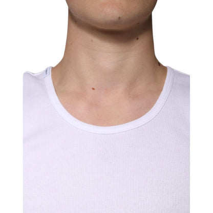 Dolce & Gabbana White Cotton Sleeveless Round Neck Tank T-shirt