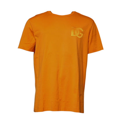 Dolce & Gabbana Orange Logo Cotton Crew Neck T-shirt