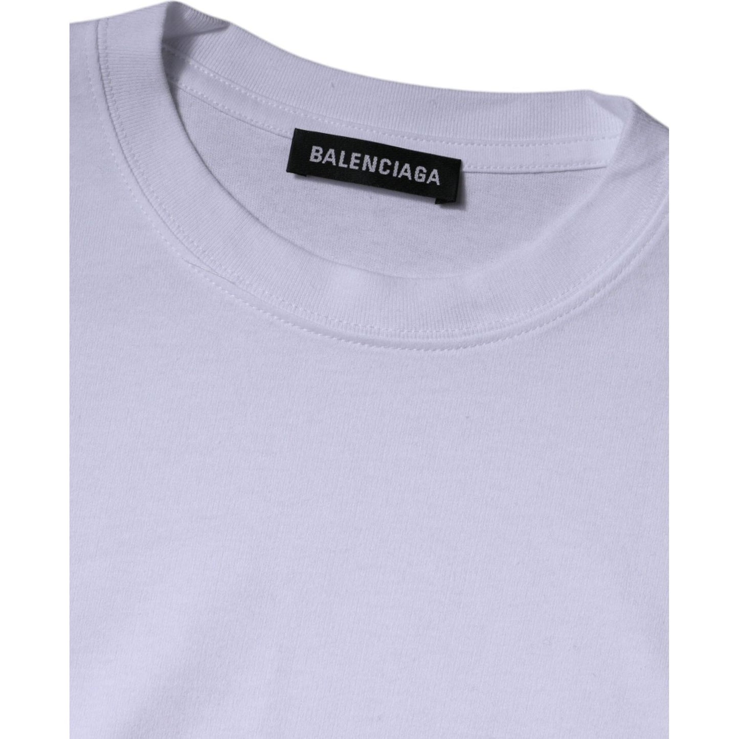 Balenciaga White Logo Cotton Jersey Crew Neck Short Sleeves T-shirt