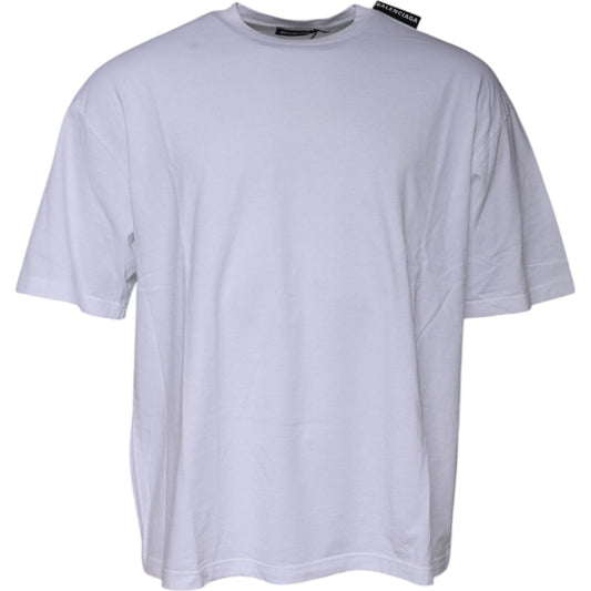 Balenciaga White Logo Cotton Jersey Crew Neck Short Sleeves T-shirt