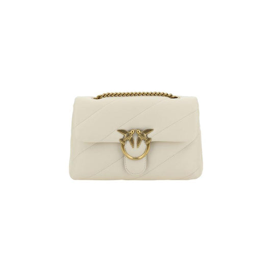 PINKO White Calf Leather Bos Taurus Shoulder Bag