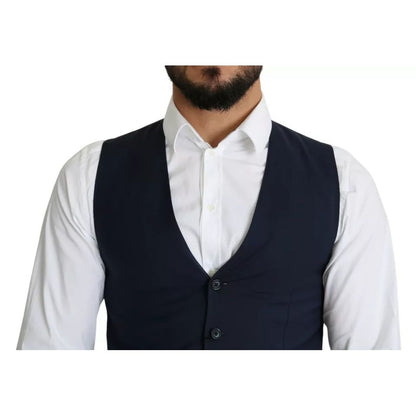 Dolce & Gabbana Navy Blue Men Formal Dress Waistcoat Vest