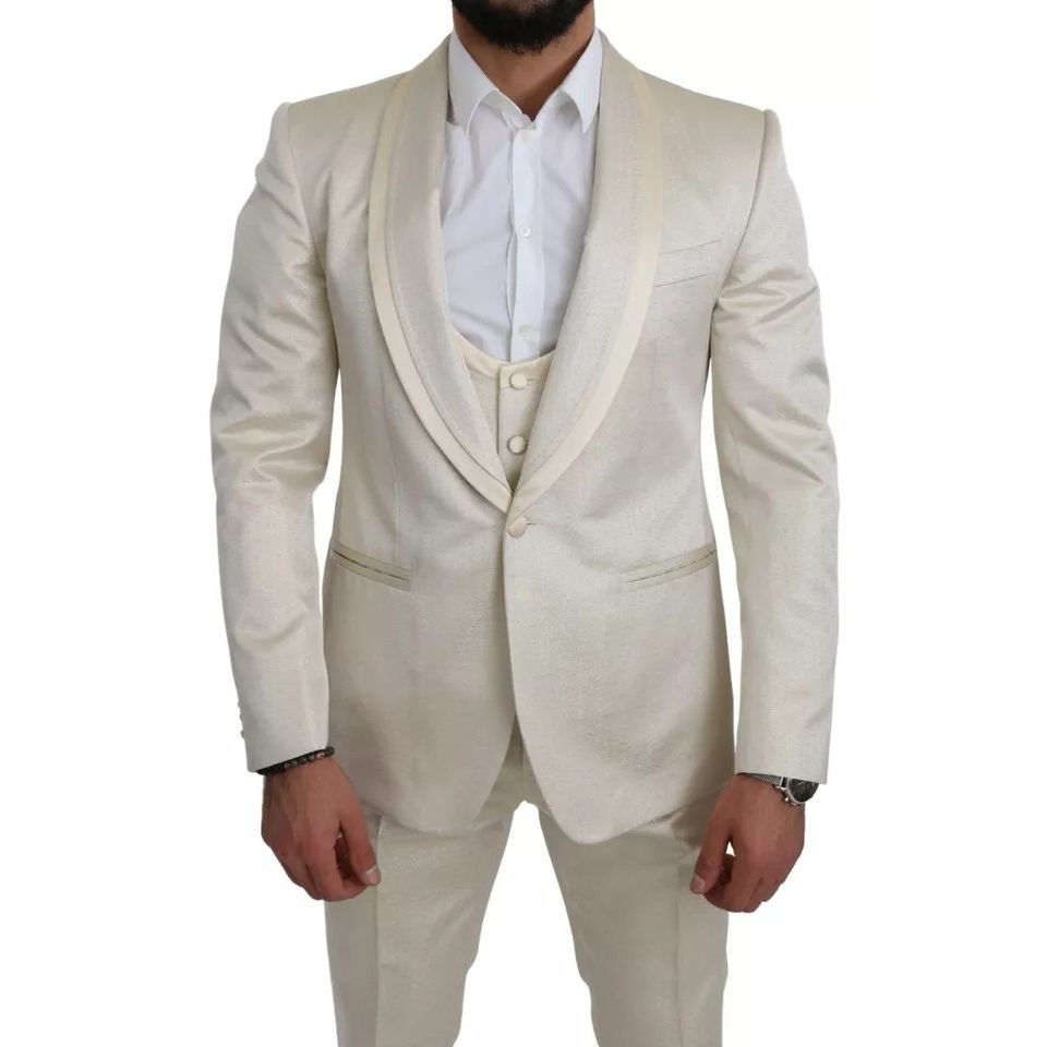 Dolce & Gabbana Beige Wool Crème 3 Piece SICILIA Shawl Suit
